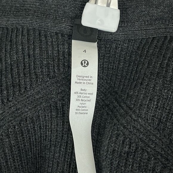 Lululemon Knit Cozy Open Front Long Sleeve Cardigan Pockets Wool Blend Women 4 - Picture 7 of 13